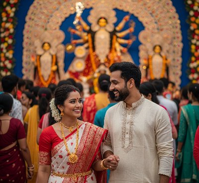 Couples in Durga Puja