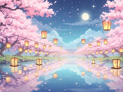 Sakura Dreams: A Starlit River