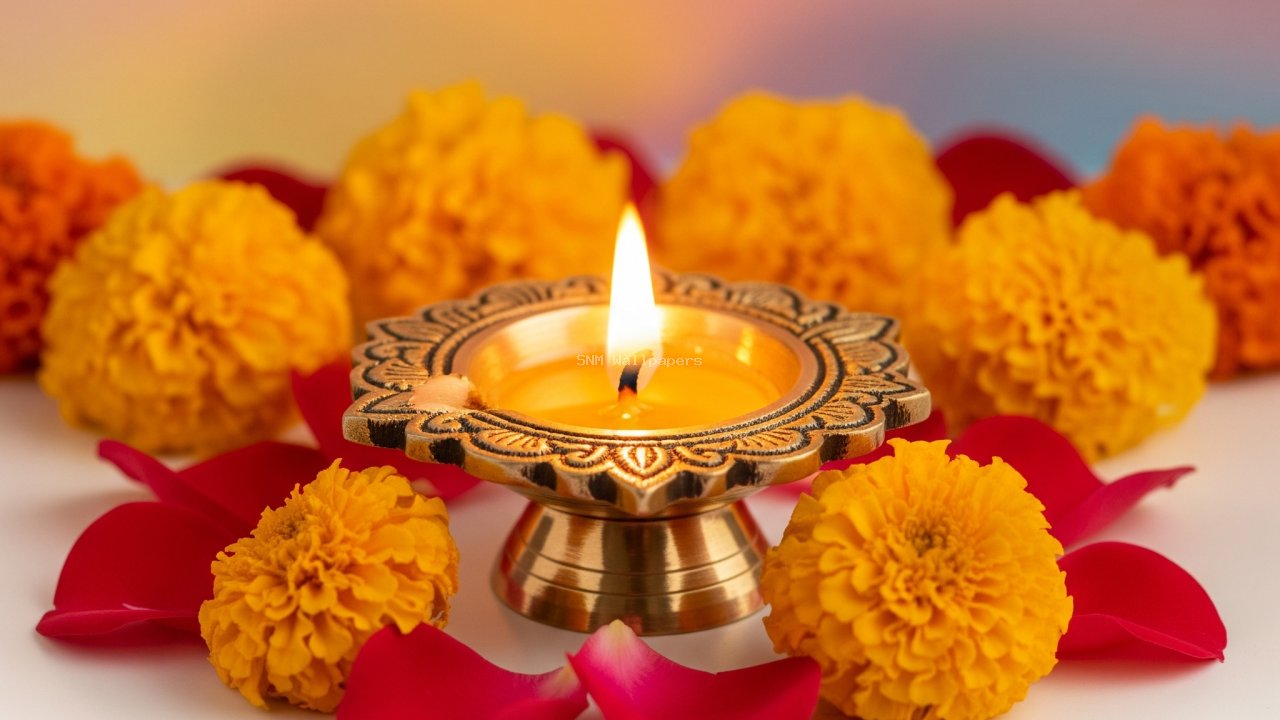 Preview of Diya and Flowers