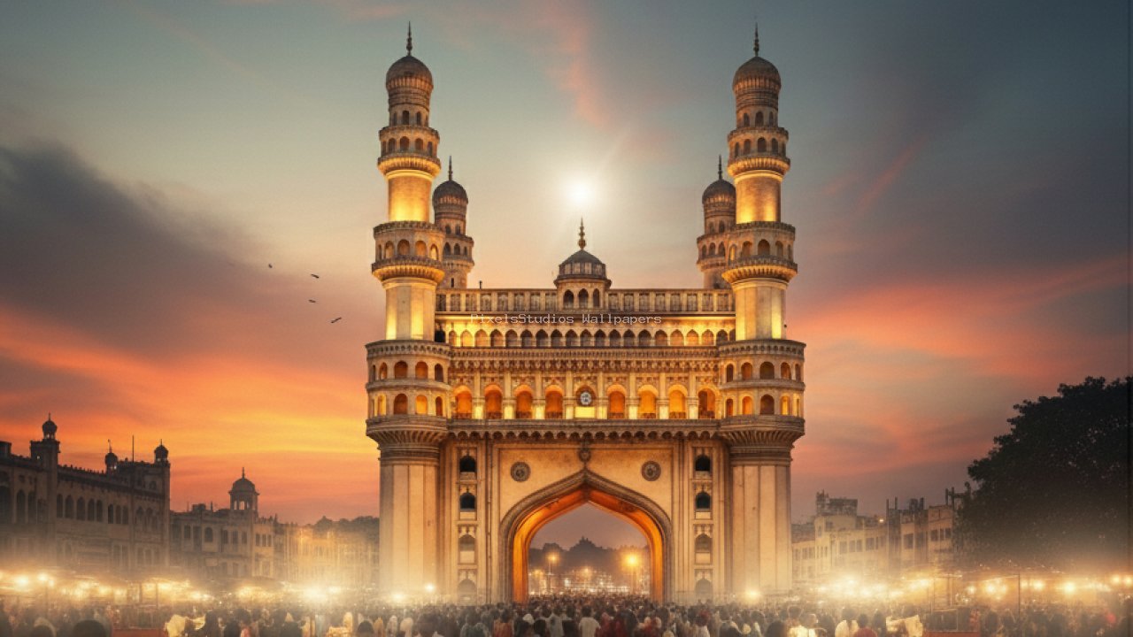 Preview of Charminar Twilight – Hyderabad (Realistic)