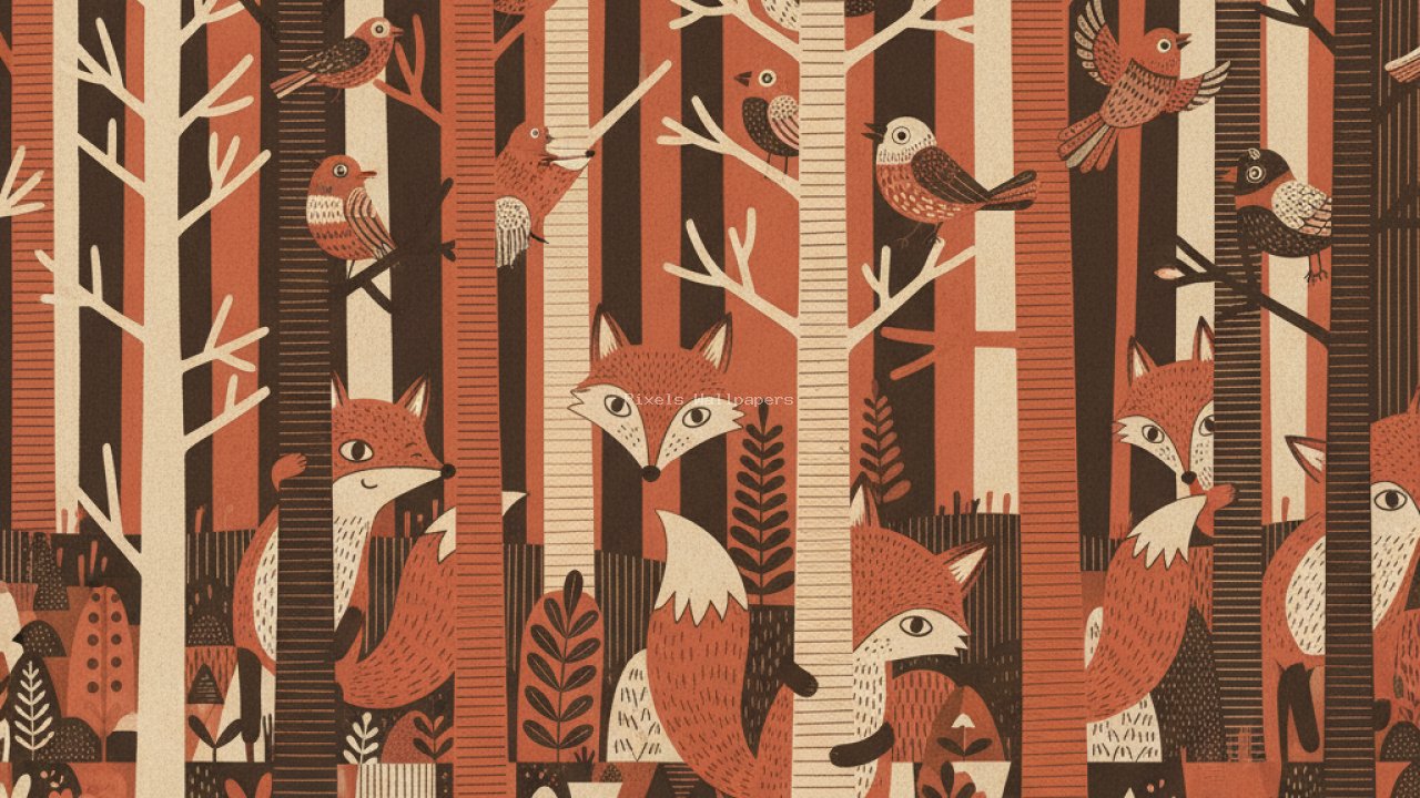 Preview of Whimsical Creatures in a Striped Forest