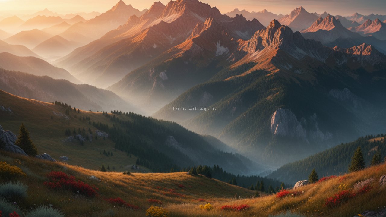 Preview of Panoramic Mountain Mural at Dawn